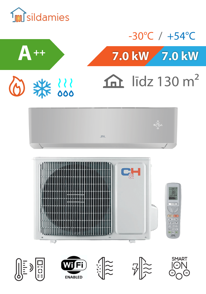 Gaiss- gaiss siltumsūknis Cooper & Hunter Supreme 7,0 kW (CH-S24FTXAM2S-(I) / CH-S24FTXAM2S-(O))