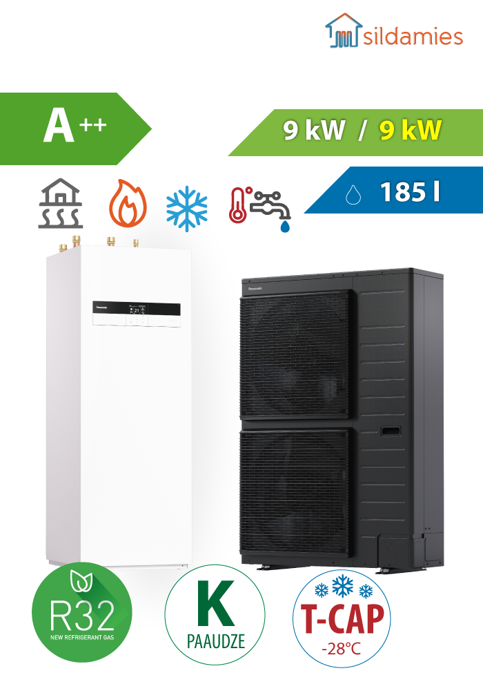 Gaiss- ūdens siltumsūknis Panasonic Aquarea K 9kW-T-CAP All-in-One, WH-ADC0912K9E8AN / WH-UXZ09KE8