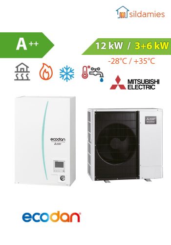 Gaiss- ūdens siltumsūknis Mitsubishi Electric Power Inverter 10 kW komplekts PUD-SWM120YAA / EHSD-YM9D