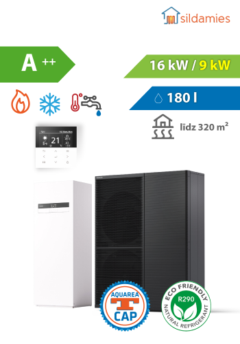 gaiss- ūdens siltumsūknis Panasonic Aquarea M 16 kW T-CAP All-in-One; WH-WXG16ME8 / WH-ADC0316M9E8AN2