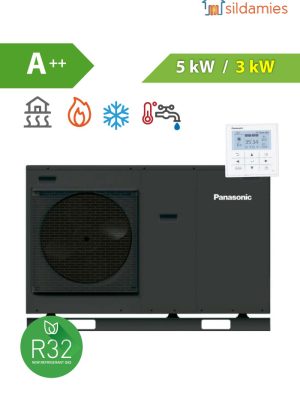 Gaiss- ūens siltumsūknis Panasonic Aquarea J 5 kW Monobloc Dark (WH-MDC05J3E5-1)