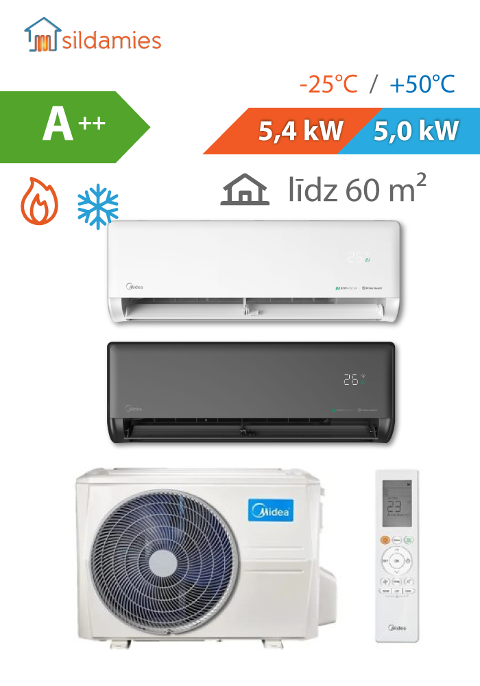Gaiss- gaiss siltumsūknis Midea Solstice EZ 5,0 kW EZ-18RD6H-O / EZ-18RD6-I (EZB-18RD6-I)